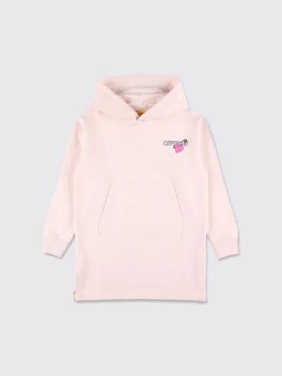 Off-white Kids Pop Heart Pink Hoodie Sweatshirt In Pink
