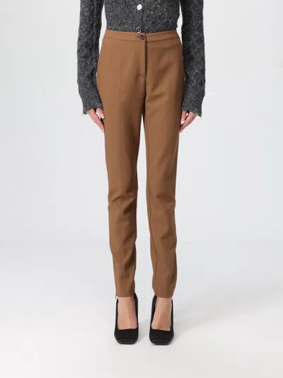 Pinko Pietanze Skinny Trousers With Adjustable Bottom In Brown