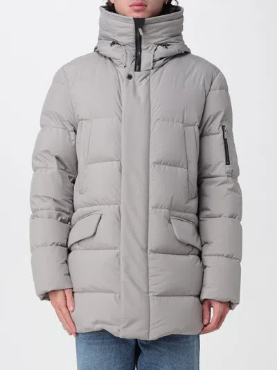 Moorer Grey Jacket Quilted Removable Hood In Gray
