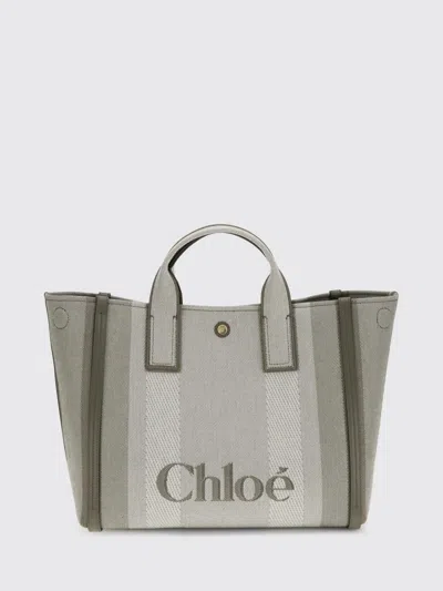 Chloé Carry Canvas Tote Bag In Gray