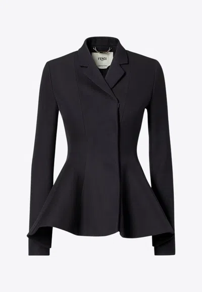 Fendi Fitted Peplum Jacket Tailored Design In Black