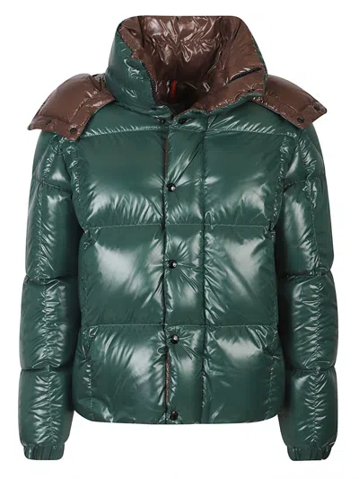 Moncler Parana Glossy Hooded Short Down Jacket Clothing In Green