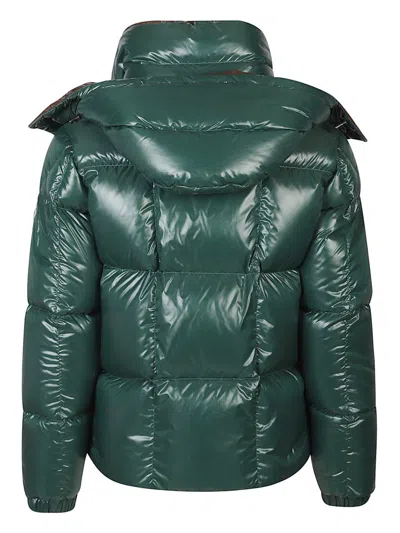 Moncler Parana Glossy Hooded Short Down Jacket Clothing In Green