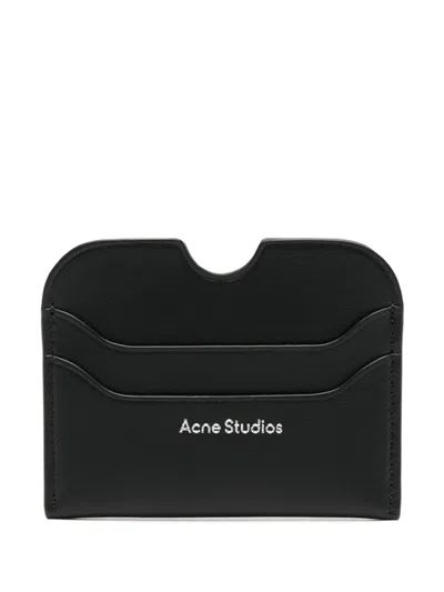 Acne Studios Black Card Holder With Laminated Logo At The Front In Smooth Leather Donna In Black