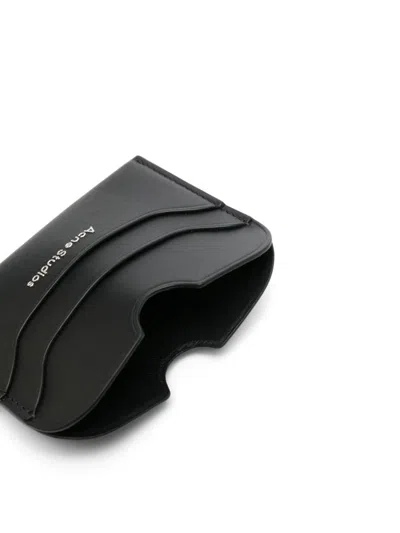 Acne Studios Black Card Holder With Laminated Logo At The Front In Smooth Leather Donna In Black