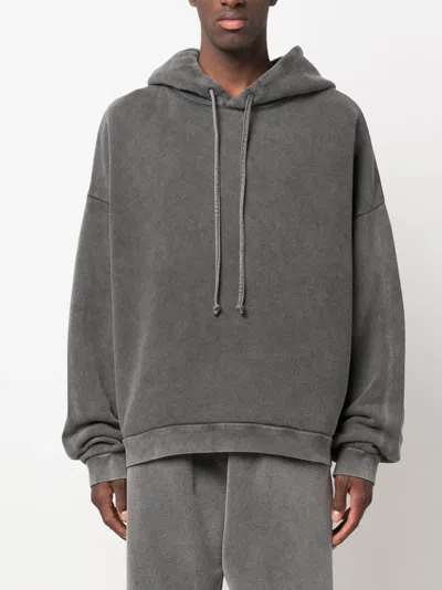 Acne Studios Men Logo Cotton Hoodie In Gray