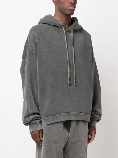 Acne Studios Men Logo Cotton Hoodie In Gray