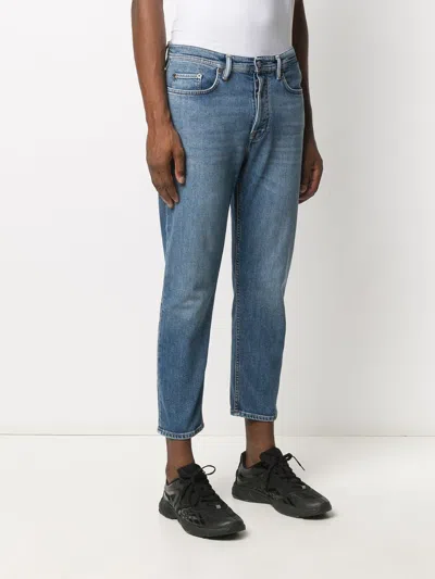 Acne Studios Slim Organic Cotton Denim Cropped Jeans In Blue