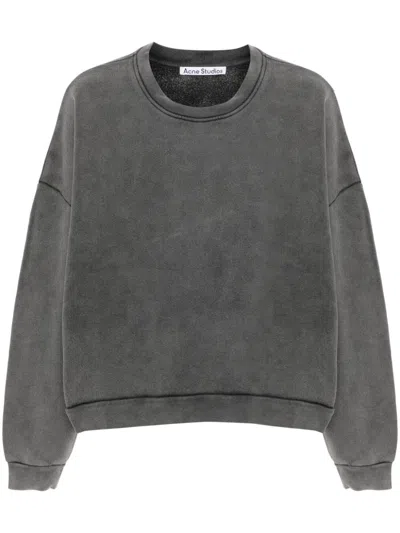 Acne Studios Black Garment-dyed Sweatshirt In Gray