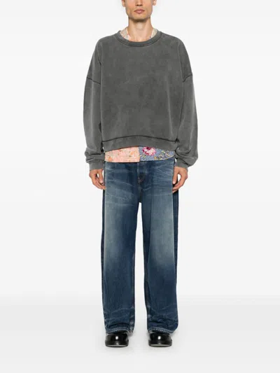 Acne Studios Black Garment-dyed Sweatshirt In Gray