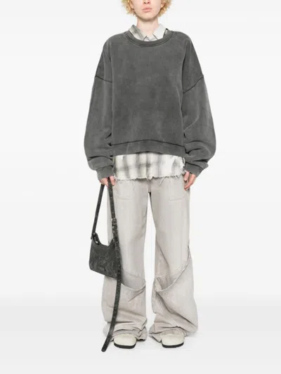 Acne Studios Black Garment-dyed Sweatshirt In Gray