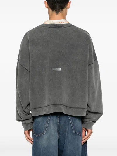 Acne Studios Black Garment-dyed Sweatshirt In Gray