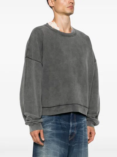 Acne Studios Black Garment-dyed Sweatshirt In Gray