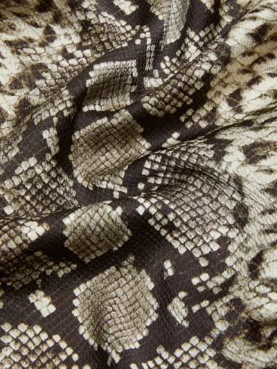 Acne Studios Snake Print Midi Dress With Side Slit In Brown