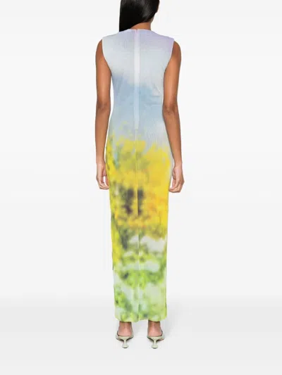 Acne Studios Sleeveless Maxi Dress Blurred Print In Purple