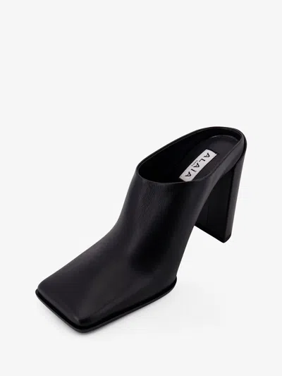 Alaïa 90 Square-toe Mules In Calf Leather In Black