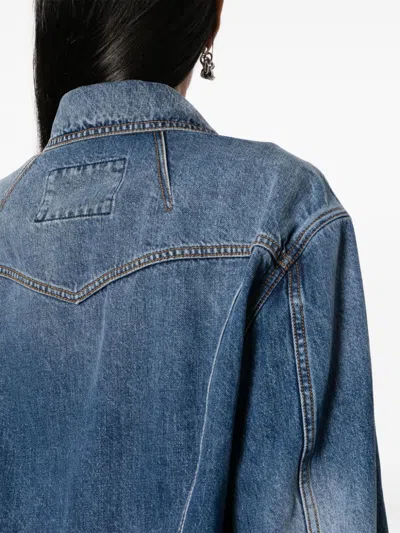 Alexander Mcqueen Denim Cocoon Jacket In Blue