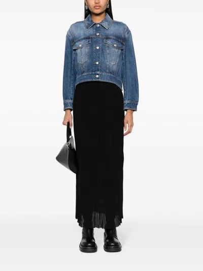 Alexander Mcqueen Denim Cocoon Jacket In Blue