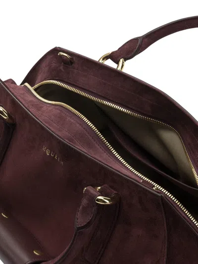 Alexander Mcqueen Farringdon Small Elongated Suede Shoulder Bag In Burgundy