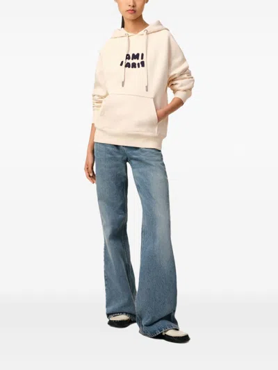 Ami Alexandre Mattiussi Cropped Cotton Hoodie With Raglan Sleeves In Multi