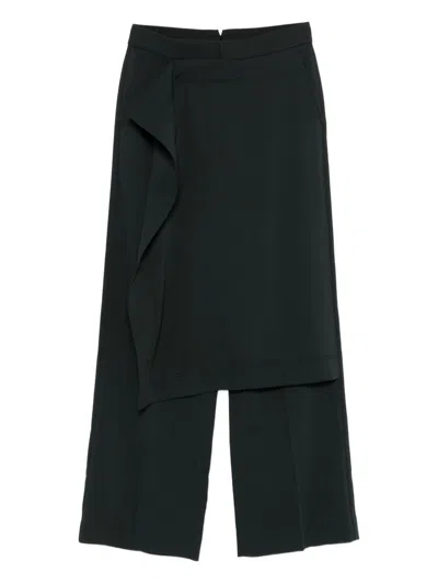 Ami Alexandre Mattiussi Wool Trousers Layered Asymmetrical Design In Black