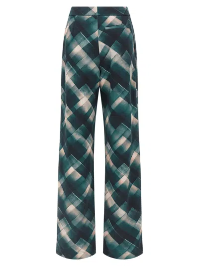 Dries Van Noten Geometric Wide Leg Trousers Pleated Front In Multi