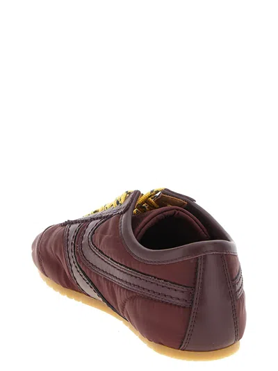 Dries Van Noten Low-top Nylon Running Sneakers With Leather Inserts In Burgundy