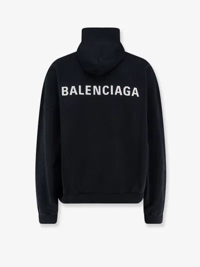 Balenciaga Relaxed-fit Cotton Hooded Sweatshirt With Design In Black