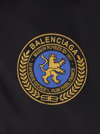 Balenciaga Black Nylon Uniform Merch Large Fit Bomber In Blue