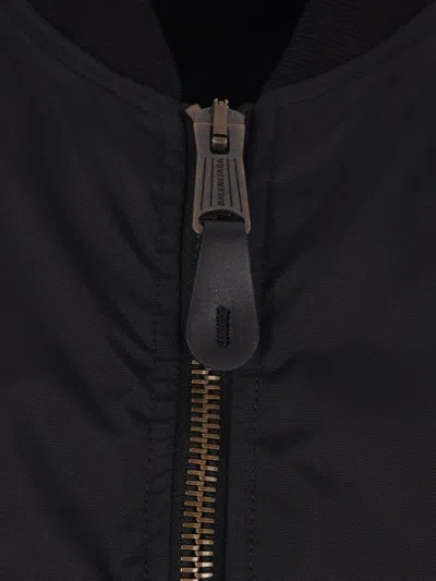 Balenciaga Black Nylon Uniform Merch Large Fit Bomber In Blue