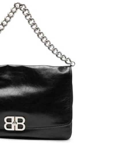 Balenciaga Calf Leather Smooth Grain Adjustable Handbag In Black