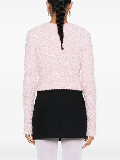 Balenciaga Pink Cotton Blend Tweed Cropped Cardigan