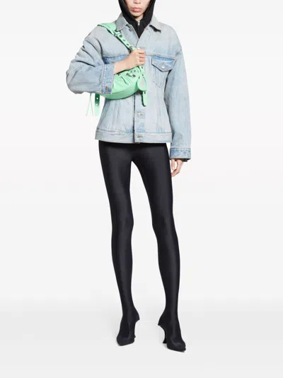 Balenciaga Hourglass Denim Jacket In Blue