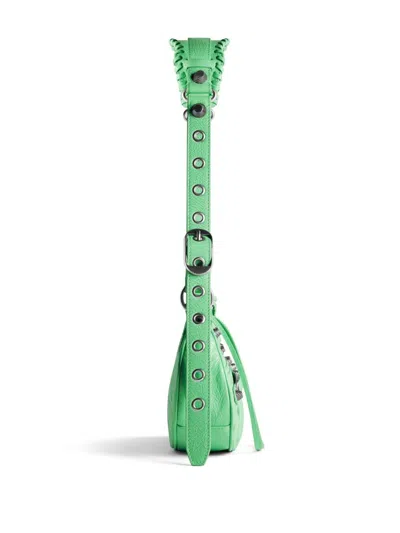 Balenciaga Women Le Cagole Xs Leather Shoulder Bag In Green