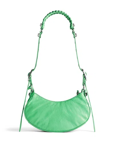 Balenciaga Women Le Cagole Xs Leather Shoulder Bag In Green