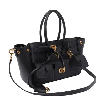 Balenciaga Black Leather Medium Carry All Bel Air Shopping Bag In Black