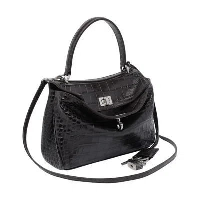 Balenciaga Brown Leather Mini Rodeo Handbag In Brown