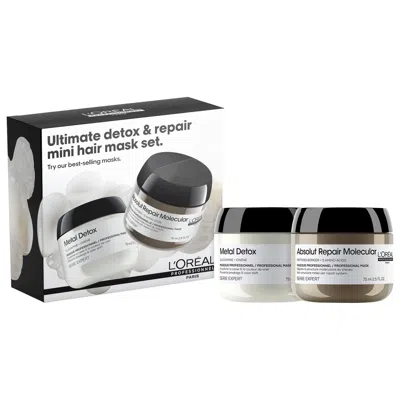 L'oreal Professionnel Mini Absolut Repair Molecular And Mini Metal Detox Anti-breakage Hair Mask Gift Set In White