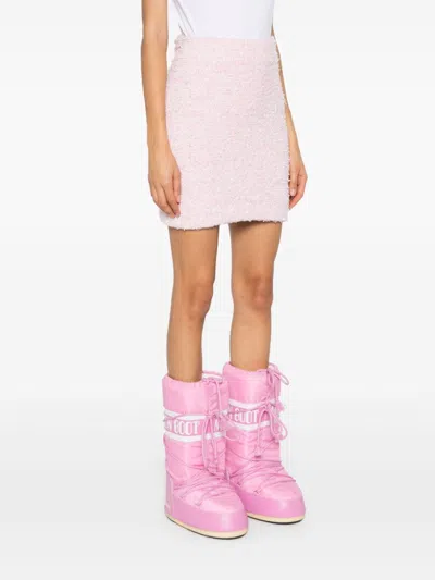 Balenciaga Pink Cotton Blend Tweed Mini Skirt In Multi