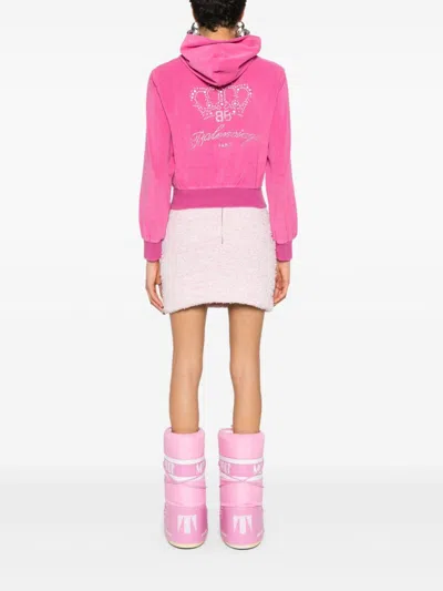 Balenciaga Small Fit Zip-up Hoodie In Pink