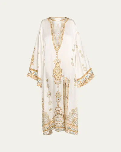 Camilla Ottoman Dynasty Deep V-neck Hardware Kaftan In Multi