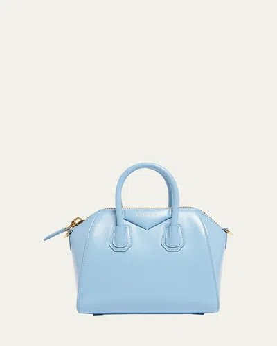 Givenchy Antigona Mini Top-handle Bag In Patent Leather In Blue