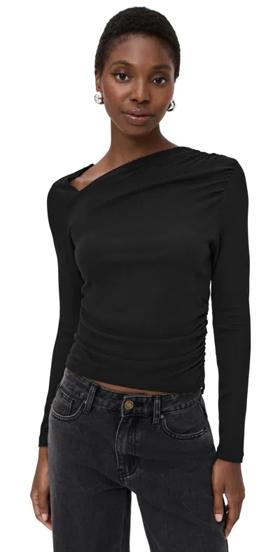 Lna Milani Long Sleeve Top Black In Black