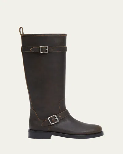 Simkhai Noah Leather Moto Boots In Brown