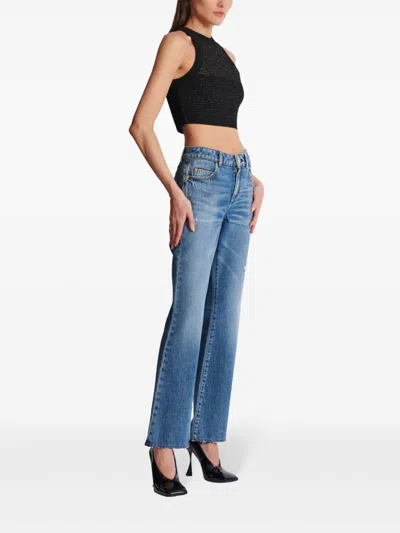 Balmain Sheer Geometric Halterneck Top With Metallic Threading In Black