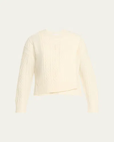 3.1 Phillip Lim Cable Mix Double-layer Wool Crewneck Sweater In Neutral