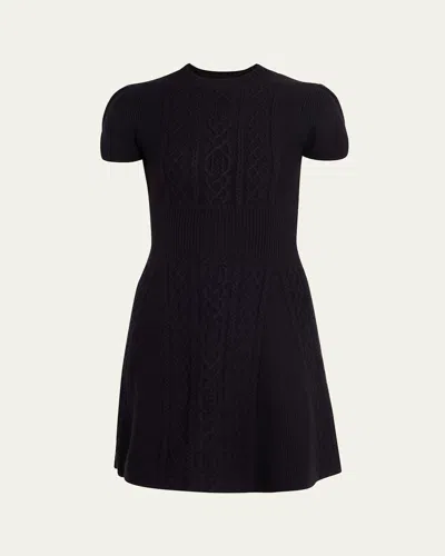 3.1 Phillip Lim Mock-neck Cable-knit Wool Mini Dress In Black