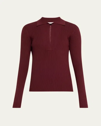 6397 Single-button Merino Wool Polo Shirt In Red