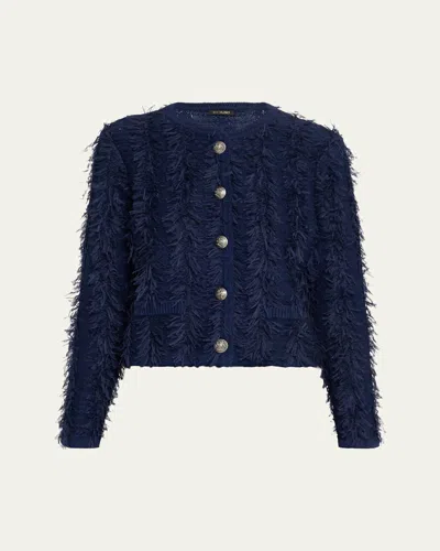 Kobi Halperin Lyra Fringed Button-down Sweater In Blue