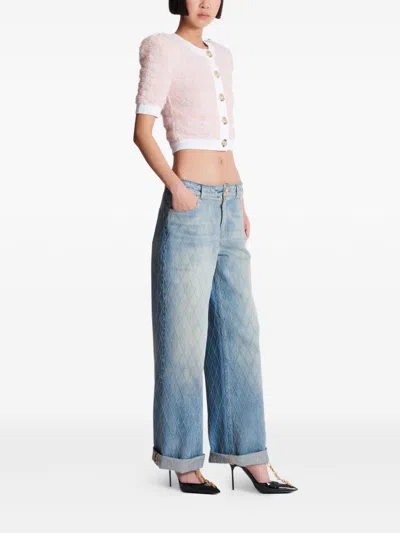 Balmain Short-sleeved Knit Cardigan In Multi